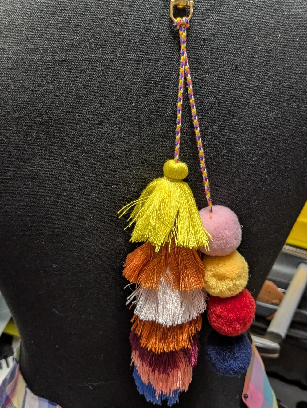 Colorful Tassel Pom Pom Keychain Charm - Multicolor